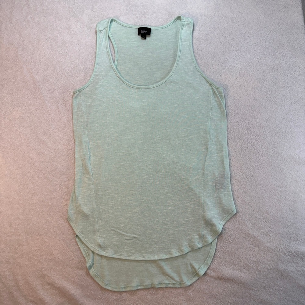 Mossimo Mint Green Heathered Racerback Tank Top High Low Hem Small